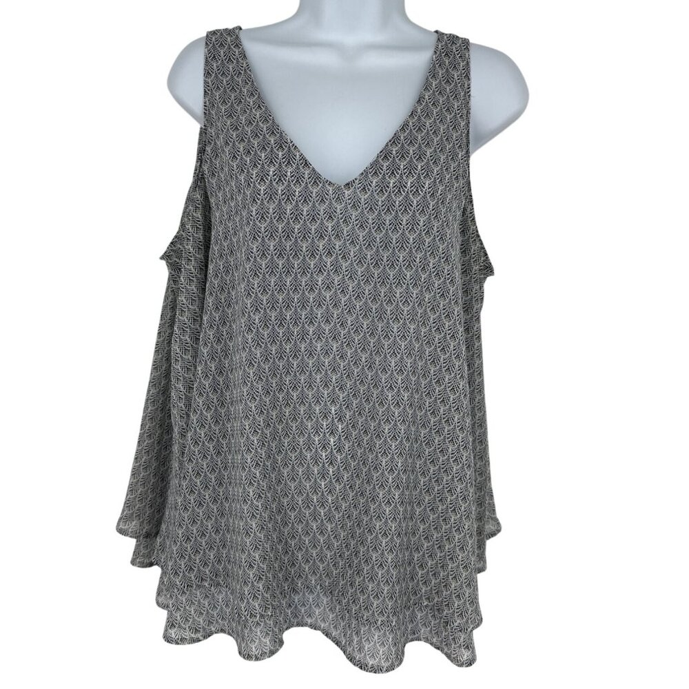 Lane Bryant Women's Sleeveless V-Neck Tiered Patterned Blouse Size 18